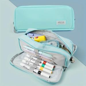 Large Capacity Pencil Case 3 Compartment Multifunctional Pen Bag for Girls Boy School Student Office Stationery Organizer