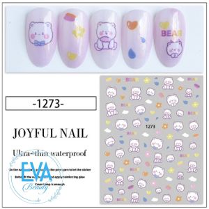 Sticker Dán Móng Tay 3D Dạng Decal Dán Chống Nước Hoạ Tiết Hoạt Hình Mèo Hồng Kity Xinh Xắn JO1272