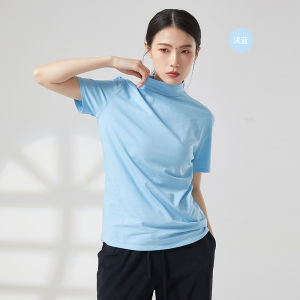 现代舞蹈练功服男士黑色小高领修身T恤基训芭蕾古典短袖男女同款Modern dance training clothes for men Black small high neck slim T-shirt basic training ballet classic short sleeve for men and women