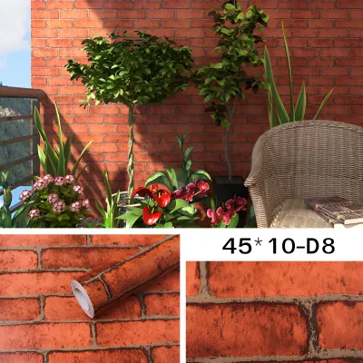 ขนาด45cm-ยาว10เมตร วอล์เปเปอร์ อิฐแดง ติด ผนัง สติกเกอร์ติดผนัง มีกาวในตัว