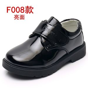 Childrens Leather Shoes Boys Boys Boys Black Bright Face Buckle School Leisure Etiquette Performance Flag Raising round Toe Leather Shoes ㏇L0514