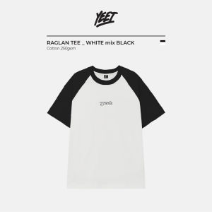 Áo thun Raglan YEET Tee 100% Cotton Oversize Local Brand | Trắng tay Đen