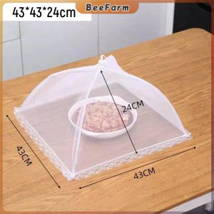 BF. 1pc White Mesh Food Cover Anti-Fly Vegetable Cover Foldable Mesh Screen
