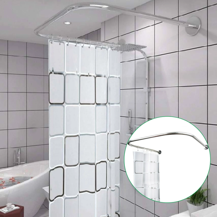 【New Product】 U Shaped Shower Curtain Rod Set Stainless Steel U-shape Curve, Toilet Bathroom ...