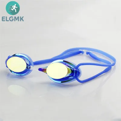 ELGMK แว่นตาว่ายน้ำสำหรับแข่งขันแข่งขันมืออาชีพแว่นตากันหมอกป้องกันรังสียูวีกันน้ำแว่นตาซิลิกาเจล
