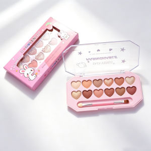 12-Color Heart-Shaped Eyeshadow Palette – Warm Earth Tones Matte and Shimmer Finishes