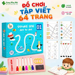 Vẽ nét cơ bản bộ 64 trang Đồ Chơi Giáo Dục Sớm Cho Bé Bộ Tập Tô Nối Chữ và Nét Vẽ Cơ Bản Cho Bé 3 - 6 Tuổi