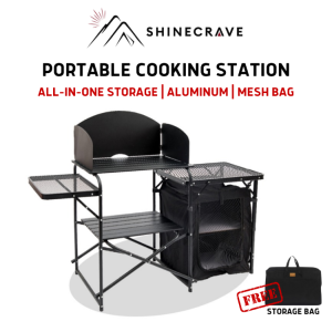 Easy SetupPortable Cook Station  | Aluminum | with Storage Bag | Kitchen table | Outdoor Dining | Stove Table | Mesh Bags