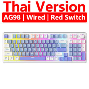 ZIFRIEND คีย์บอร์ดกล AG98 98คีย์คีย์บอร์ดแบบมีสายแสงไฟ RGB และไฟด้านข้างสำหรับเล่นเกมคีย์บอร์ดออฟฟิศปุ่มปรับระดับเสียงสวิตช์สีฟ้าแดงสลับได้