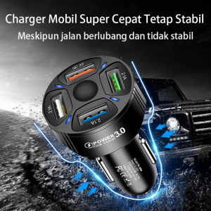 XYKJ Mobil Cas Mobil Fast Charging Ori Charger HP 4 Port USB Charger Mobil Fast Charging 12-36Votl QC 3.0 Car Charger Universal