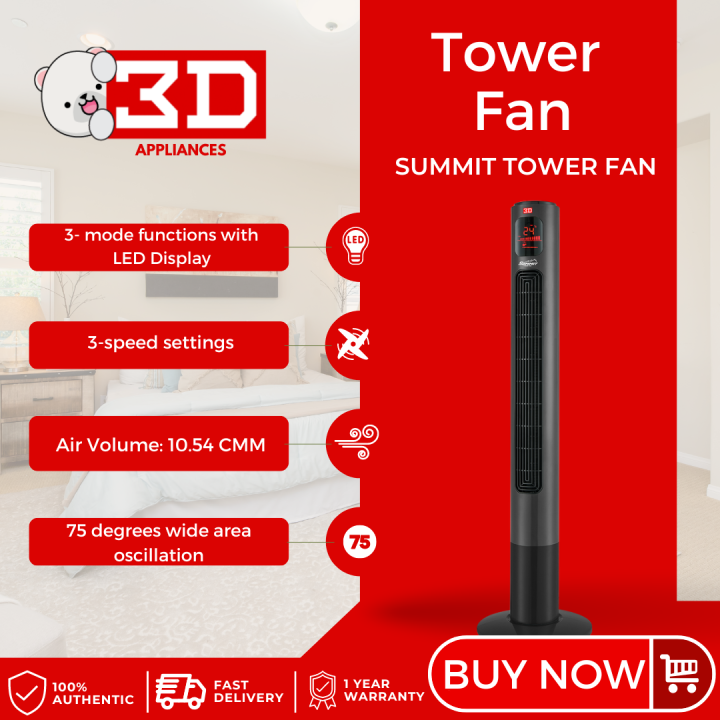 3D Summit Tower Fan TF10SM with Remote Control | Lazada PH
