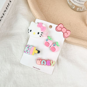 Childrens Cute Cartoon Silicone Hair Clip Set Baby Girl Duckbill Side Clip Princess Hair Accessories