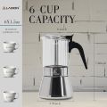 Stovetop Espresso Maker and Coffee Maker, Classic Moka Pot, Crystal Glass-top & Stainless Steel Coffee Maker Mocha Pot, Greca De Cafe, Cuban and Italian Coffee Maker for Cafetera Cubana (240ml). 