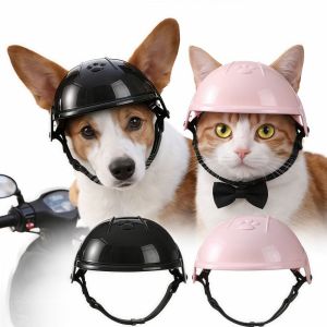 OUTOPEAN Adjustable Dog Cat Helmets Lightweight with Ear Holes Pet Motorcycle Helmet Funny Pink Dog Helmet Hat Pet Accessories