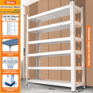 200x200 Stainless Steel Shelf 6 Layers Boltless Metal Rack Organizer Black Or White Metal Shelf Supermarket Display Rack Home Storage Rack Multi-purpose Boltless Rack