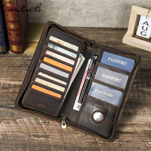 CONTACTS Genuine Leather Mens Clutch Bag Travel Passport Wallet Handbag Card Holders Large Capacity Family Passport Wallets