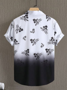 ZEEMIN  Coconut Tree 3d Print Mens Shirts Gradient Casual Short Sleeve Lapel Tops Loose Oversized Men Clothing Hawaiian Shirts For Men