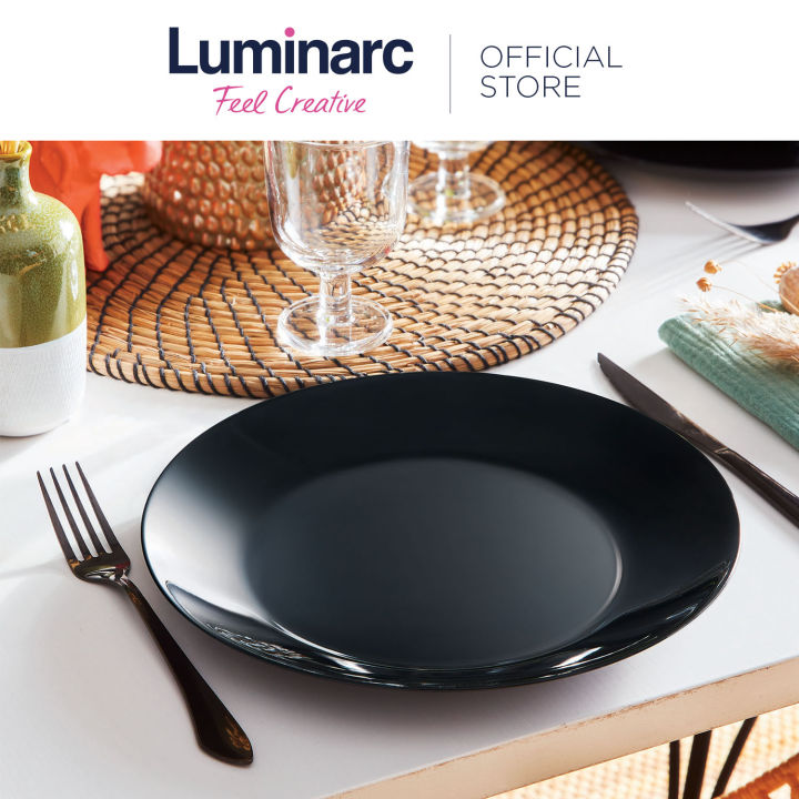 Luminarc FR V3821 6pc Zelie Black Dinner Plate 25cm Plain Round