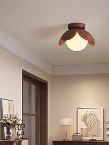 SXH  Vintage Wabi-Sabi Style Simple Corridor Aisle Light Creative Wood Grain Entrance Hallway Light Japanese Style Balcony Ceiling Light