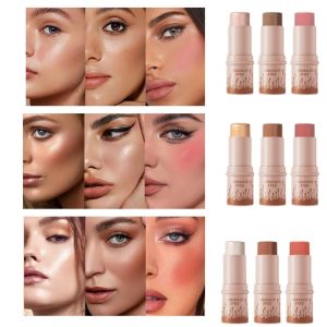 PUZHE 3Pcs หลากสี ชุดแท่งคอนทัวร์ แมตต์ธรรมชาติ สามมิติ ปากกาคอนทัวร์รูปหน้า V หลายฟังก์ชัน ปรับสีผิวให้กระจ่างใส คอนซีลเลอร์สเตอริโอ ปรับแต่งคอนซีลเลอร์