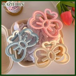 RAZIE BIN Cute Bowknot Hair Clip Plastic Claw Clip Candy Color Crab Hair Clip For Girls Sweet Hair Claw Hair Accessories