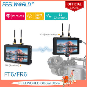 FEELWORLD FT6 FR6 5.5 Inch Wireless Video Transmission DSLR Camera Field Monitor Built in Transmitter and Receiver System Long Range 800ft Low Latency 0.07s Touch 3D LUT HDR 4K HDMI Director AC DP