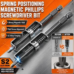 Magnetic Spring Loaded Cross Screwdriver Bit Self Centering Precision Tip Strong Hold Power Tool Accessory