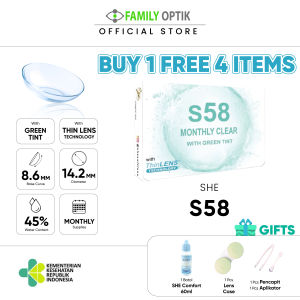 [BUY 1 FREE 4 ITEM] She S58 with Green Tint 3 Pasang Monthly Softlens Bening Minus Bulanan