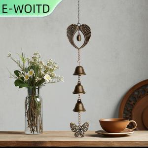 【E-WOITD】 กระดิ่งลมรูปผีเสื้อแบบวินเทจทำจากโลหะประดับตกแต่งผนังประตูบ้านจี้กระดิ่งกระดิ่งแขวนกลางแจ้งในสวน