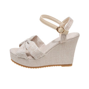 Free Shipping 2026 Summer New Plus Size Fashion High Heel One-Strap Sandals WomenS Open-Toe Roman Wedge Heel Shoes