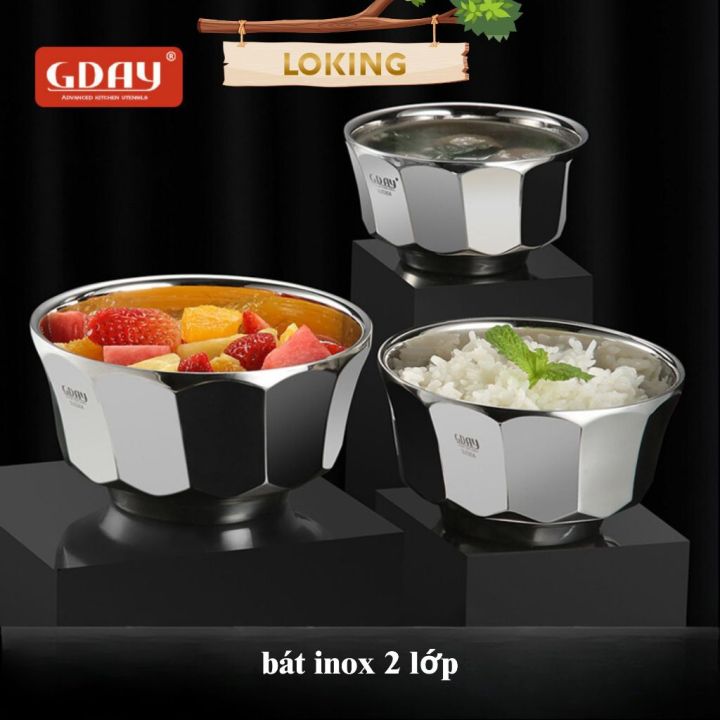 Bát inox, bát ăn inox 304 hai lớp cách nhiệt , cứng, bền, cách nhiệt ...