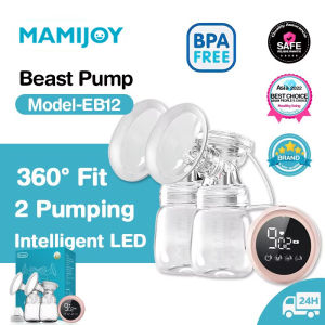 MAMIJOY Double Electric Breast Pumps Powerful Nipple Suction USB Electric Breast Pump with Baby Milk Bottle Cold Heat Pad Nipple