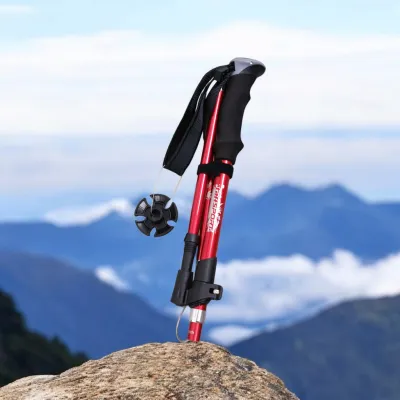 TaffSPORT Tongkat Hiking Trekking Pole Lipat Ultralight 4 Section 130cm Foldable 36cm