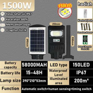 【Beli 1 Gratis 1】Lampu Jalan Tenaga Surya Otomatis 6000W IP67 LED Super Terang 24 Jam - Garansi 30 Tahun/IP67 Tahan Air