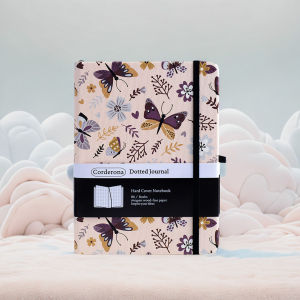 น่ารักผีเสื้อกระสุนจุดวารสารยางยืด 160Gsm หนา B6 ปกแข็ง Dot Grid โน๊ตบุ๊ค