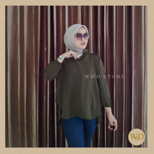 ATASAN BLOUSE WANITA POLOS LENGAN PANJANG TERBARU CRINKLE AIRFLOW PREMIUM