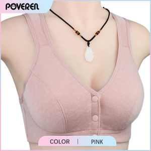 POVEREN 36-46 Plus Size Bra Women High Quality Cotton Lightweight Bra Front Buckle Without Steel Ring Comfortable Underwear