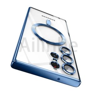 For Samsung Galaxy S24 S23 S22 S21 Plus Ultra Note 20 Ultra S23 S21 FE Phone Case For Magsafe Magnetic Wireless Charge Luxury Transparent Plating Soft Silicone Phone Cover