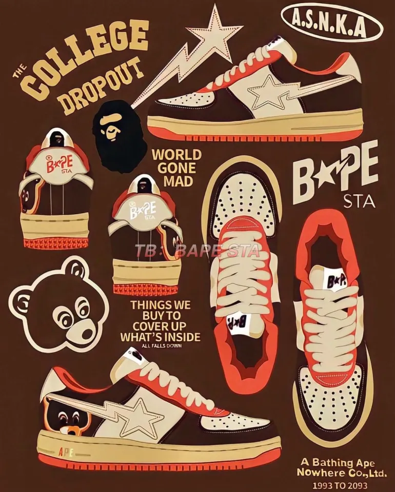 BAPESTA Kanye Bear Tour in Kanyewest in 2007 bape sta co-branded  custom-made shoes in stock.