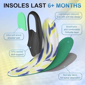 Arch Support Shoe Insoles for Men and Women Plantar Fasciitis Relief Insoles for Flat Feet Normal feet Achilles Tendinitis Bone Spurs Heel and Foot Pain Relief