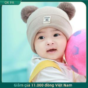 QK FA ✨ Mùa Đông Trẻ Em Ấm Bé Dệt Kim Mũ Với Pom Pom Trẻ Em Đan Beanie Mũ Rắn Màu Trẻ Sơ Sinh Hat Cho Bé Trai Cô Gái