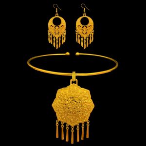 สร้อยคอ+ต่างหู สร้อยรำเซิ้ง สร้อยรำ สร้อยล้านนา เครื่องประดับชุดไทย เส้นลายคมชัด(สินค้ามีพร้อมส่ง)