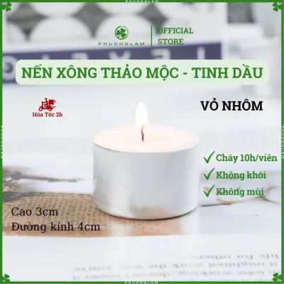 Nến tealight đốt 10 Giờ vỏ nhôm xông tinh dầu bếp xông thảo mộc viên tròn màu trắng Ko Khói - Ko Mùi