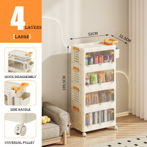 Movable Storage Cabinet with Handle Foldable Desk Storage Box Trolley Organizer Boxes for Home Office Toy Stationery Cosmetics Space Saver