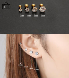 Corinna Fashion HW 3 Prong Tragus Cartilage Stainless Steel Ear Stud Fashion Crystal Zircon Earrings