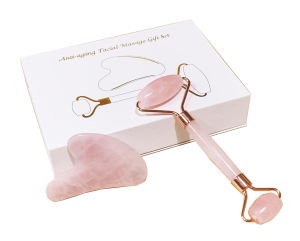 YOUTING Facial Guasha Face Massager Natural Rose Quartz Jade Anti Aging Manual Dual-side for whole face Pink