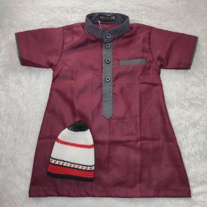 Jubah Bayi Laki-laki Lengan Pendek free Peci Material Toyobo Adem