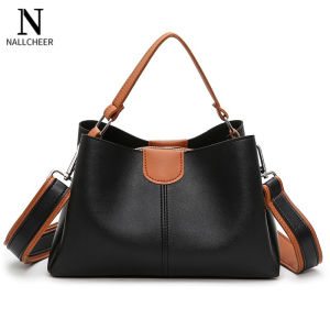 NALLCHEER กระเป๋าสะพายผญ กระเป๋าสะพาย กระเป๋าถือ กระเป๋าหนังผญ สีตัดกัน กระเป๋าทรงถัง