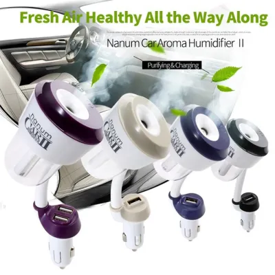 🌹READY STOCK🌹 Nanun Car Humidifier & Aromatherapy 3 in 1 Diffuser With Dual USB Charger Port / Pelembap Pembersih Kereta