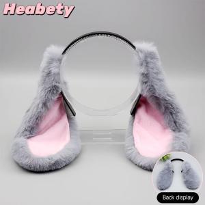 Heabety Cute Bunny Ears Headband Plush Rabbit Hair Hoop Headwear Cosplay Costume Hair Accessories For Adults Party
